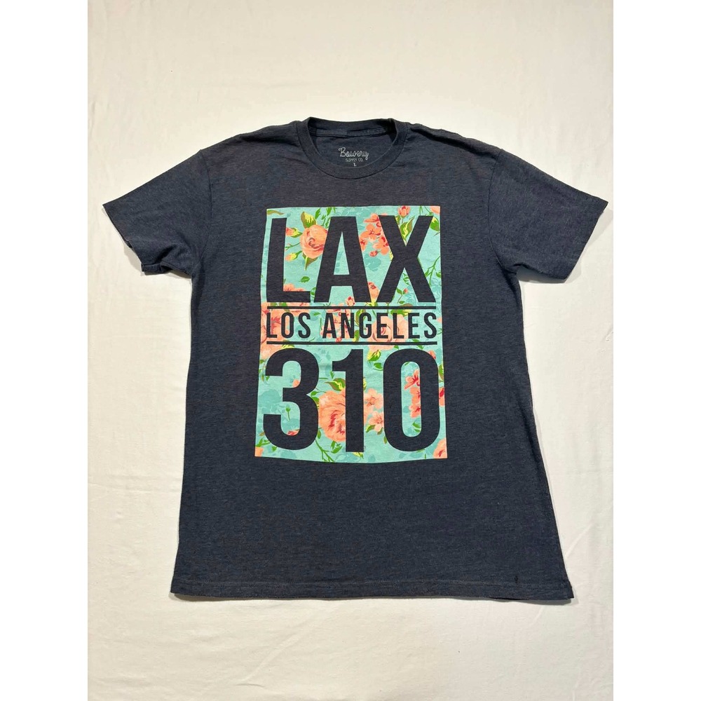 Bowery Supply Co Mens LAX Los Angeles 310 Floral Graphic‎ T-Shirt Grey Large